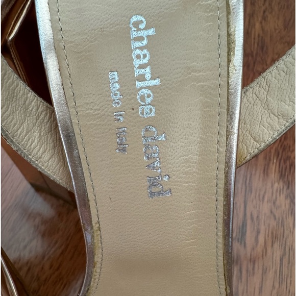 Charles David rose gold metallic block heel platform sandals size 8.5 - Picture 6 of 6